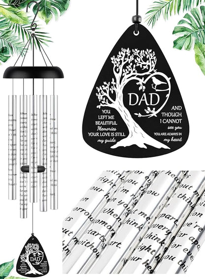 Fabuday Memorial Gifts Wind Chimes - Sympathy Gift for Loss of Dad, Windchimes in Memory of a Loved One for Bereavement Condolence Grief Funeral Condolences Remembrance Grieving, Cardinal Family Tree