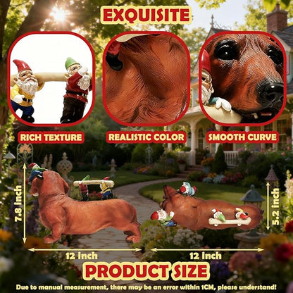Sunthus Dachshund Garden Gnomes Statues Outdoor Funny Decorations Yard Weiner Decor