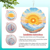 10x10 Sunrise Mountain Forest Spinning Wind Chime Pointillist Sun Snow Peak Crystal Chimes Outdoor Garden Wind Spinner Mother's Day Housewarming Gift