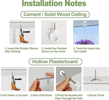 Aidoclip 4pcs Ceiling Hooks for Hanging Plants,Hanging Lights Metal Small Hooks,Indoor Outdoor Wall Heavy Duty Plant Hanger Swag Hook