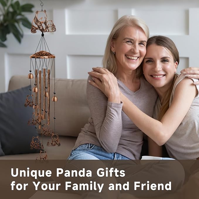 Panda Wind Chimes for Outside, Cute Panda Gifts for Women/Men/Mother/Father, Metal Windchimes for Birthday/Christmas/Thanksgiving, Panda Decor for Patio, Garden,Yard, Home