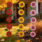 3 Pack Sunflowers Garden Stakes Decor,Metal Yard Art Decorative Garden Stakes,Metal Flowers Spring Garden Decor for Outside,Landscape,Patio(22.6 * 4.7IN)