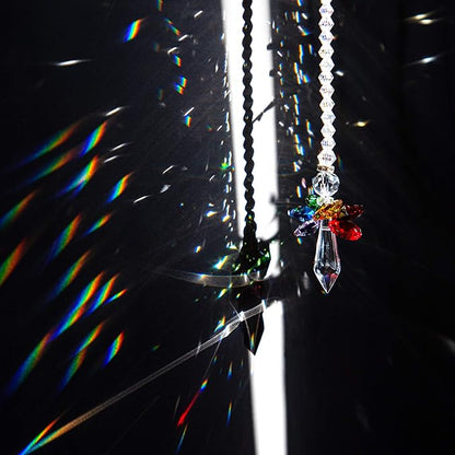 Rainbow Guardian Angel Crystal Suncatcher for Home/Car Decoration & Porch Decor & Hangings Crystal Glass Ornament for Christmas Tree Christmas Ornaments for Tree Gift for Mom Women (Rainbow)