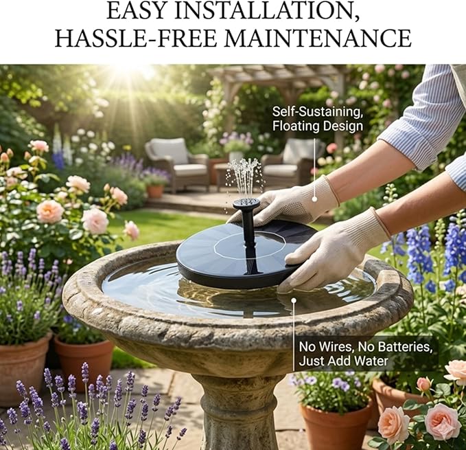 Solar Fountain, Solar Powered Bird Bath Fountain Pump, Solor Bird Bath Fountain, Solar Bubbler for Bird Bath, Solar Powered Bird Fountain, for Outdoors Garden Patio Backyard Decor