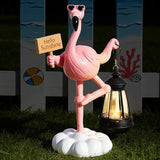 WDS WONDROUS Solar Flamingo Garden Statue Decor with LED Lights Pink Flamingo for Yard Porch Outdoor Statue Patio Lawn Balcony Decor Flamingo Lamp Birthday Gift for Woman Grandma Outside Sulptures