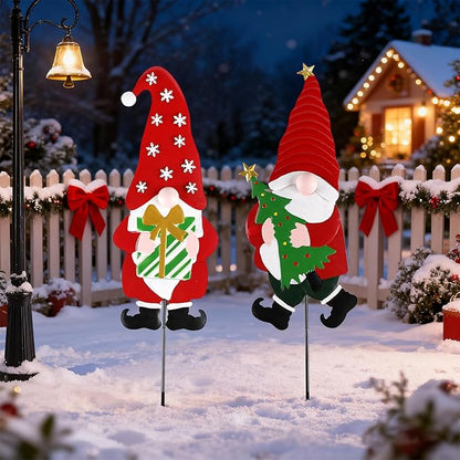 2 Pack Gnomes Decorative Garden Stakes for Christmas Decor,Outdoor Christmas Decorations for Home Yard Signs for Outdoor Decorations, Holiday New Year Spring Home Tomte Decor for Lawn Pathway Patio