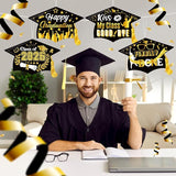 Chunful 12 Pack Graduation Yard Signs Grad Decoration 2026 Happy Graduate Lawn Garden Sign with Stake Congrats Outdoor Plastic Cap Hanging Ornament for Class Pathway Walkway Porch Party(Black)