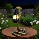 Solar Lantern Outdoor Snake Statues Garden Decoration, Yard Art Lawn Decor for Porch, Patio, Balcony, Housewarming Gifts for Birthday, Father's Day, Halloween(Bronze-Colored)