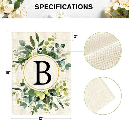 AVOIN colorlife Monogram Letter B Floral Garden Flag 12x18 Inch Double Sided Outside, Family Last Name Initial Yard Outdoor Decoration