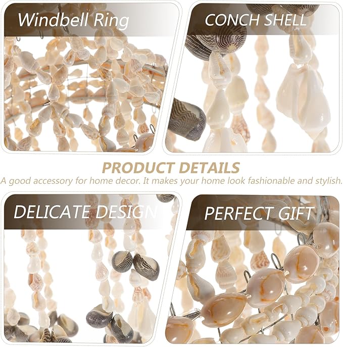 Seashell Wind Chimes, 2Pcs Shell Wind Chimes for Outside Hanging Shell Nautical Decorative Decoration Sea Decor for Outside Patio Yard Garden Hanging Ornament Home Decor