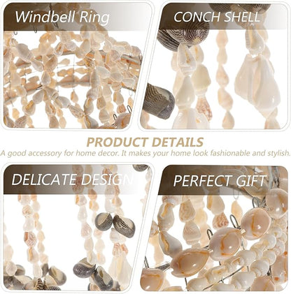 Seashell Wind Chimes, 2Pcs Shell Wind Chimes for Outside Hanging Shell Nautical Decorative Decoration Sea Decor for Outside Patio Yard Garden Hanging Ornament Home Decor