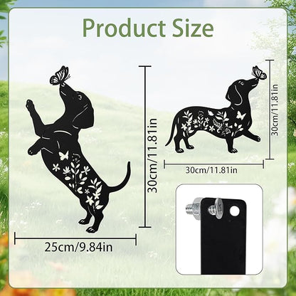 Romart Labrador Decorative Garden Stakes, Labrador Retriever Gifts for Dog Lovers, Metal Butterfly Floral Lab Dog Silhouette Yard Stakes for Outdoor Lawn Patio Art Decor