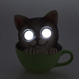 Blazin Cat in Cup Solar Garden Decorations Figurine | Outdoor LED Decor Figure | Light Up Decorative Statue Accents for Yard, Patio, Lawn, or Deck | Great Housewarming Gift Idea (Brown, 1 Pack)