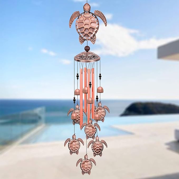 Solawindchime Outdoor Sea Turtle Wind Chimes, Turtle Memorial Wind Chimes, Gift Wind Chime, Sea Turtle Wind Bell, Gifts for Women, for Home, Garden, Indoor, Outdoor Decoration, Garden Wind Chime