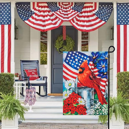 Patriotic 4th of July Garden Flag, hogardeck Double Sided 12.5x18 Inch Bird Fourth of July Decorations, Memorial Day Independence Day Floral Outdoor Yard Decor