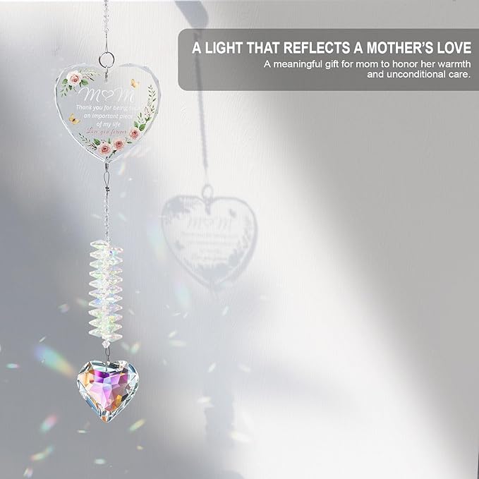Crystal Suncatcher Gift for Mom, from Daughter or Son, Sentimental Window Hanging Ornament, Birthday Gifts for Women