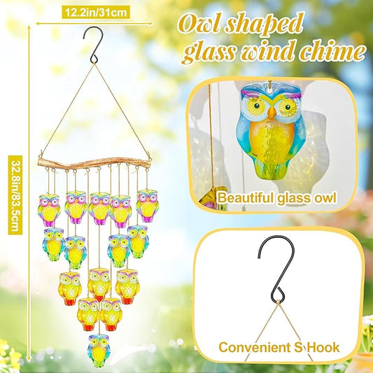 32.8" Color Glass Sea Wind Chimes for Outdoor, Handcrafted Hanging Wind Chimes for Outside, Small Unique Suncatcher Shell Windchimes for Women Gifts Garden Patio Yard Beach Party Wedding Decor