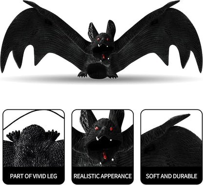 MGparty Halloween Hanging Bats 24 Pcs Realistic Scary Rubber Bats for Halloween Outdoor Indoor Yard Home Window Door Wall Decorations Halloween Party Decorations with 5 Size
