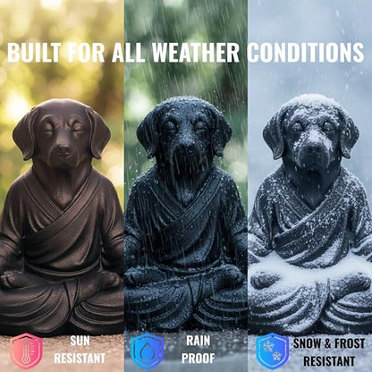 OLOMA Heavy Solid Concrete Dog Statue Meditation Inspired Stone Sculpture with Protective Resin Coating Outdoor Indoor Decor Accent for Garden and Interior Setting Decorative Garden Accent Feature