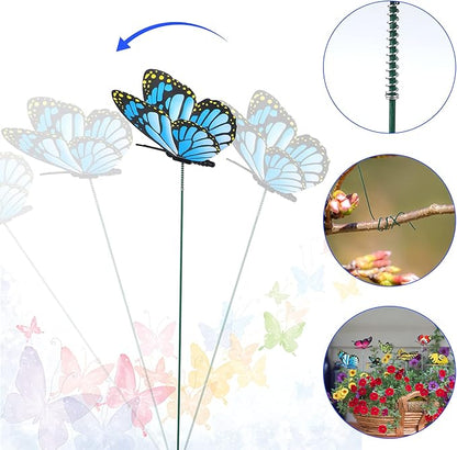Augshy 75PCS Butterfly Decorations Stakes, Garden Butterflies Stakes Garden Ornaments PVC Waterproof for Outdoor Patio Decor Yard Lawn Home Decor Party Supplies Assored Size