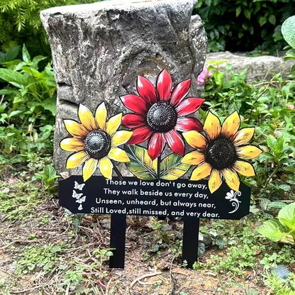 Christmas Grave Decorations for Cemetery, Sunflower Metal Memorial Garden Stakes for Mom Dad Pet, Outdoor Sympathy Gift Stakes (Sunflower)