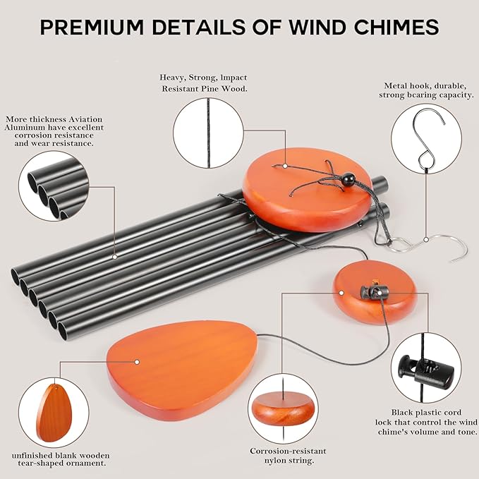 Wind Chimes for Outside Clearance, 26'' Small Windchimes Outdoors w/DIY Ornament, Memorial Wind Chime Gifts for Mom Women Grandma Neighbors