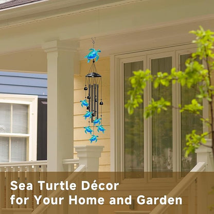 Sea Turtle Wind Chimes for Outside, Turtle Gifts for Women/Men/Mother/Father, Metal Windchimes for Birthday/Christmas/Thanksgiving, Turtle Decor for Patio, Garden,Yard, Home