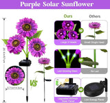 ANGMLN Solar Lights Outdoor Garden Decor, 5 Pack with 15 Purple Sunflower Lights, Solar Flowers Waterproof, Birthday Gifts for Mom Women, Outside Decorative Light for Landscape Yard Patio Lawn
