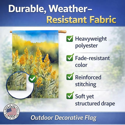 Caroline's Treasures Nebraska Goldenrod in Watercolor House Flag Large Porch Sleeve Pole Decorative Outside Yard Banner Artwork Wall Hanging, Polyester, House Size, Multicolor