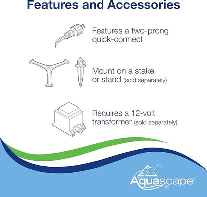 Aquascape 8-Watt Wide-Angle Submersible Warm White Underwater LED Light for Ponds & Water Features, 84077