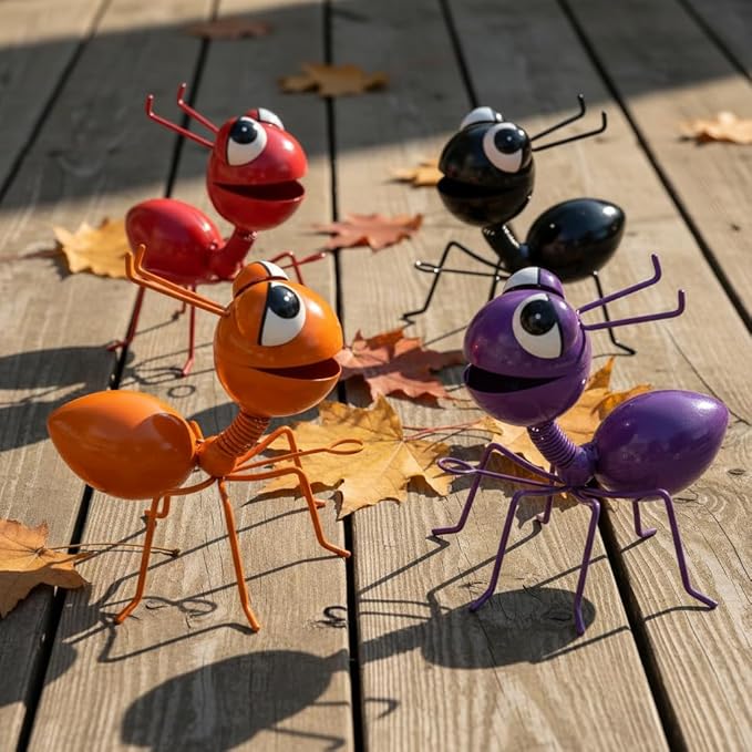 Cruis Cuka Metal Yard Art Garden Decor for Outside Cute Ants Yard Decorations Outdoor Lawn Ornaments Backyard Gifts for Mom - Set of 4