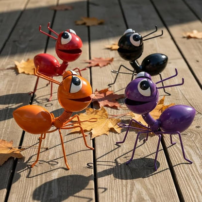 Cruis Cuka Metal Yard Art Garden Decor for Outside Cute Ants Yard Decorations Outdoor Lawn Ornaments Backyard Gifts for Mom - Set of 4