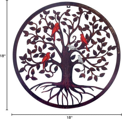 CHINDEUISYUT 18 Inches Tree of Life Wall Art Metal, Large Metal Tree of Life Wall Decor Wall Hanging for Living Room Bedroom Garden Porch Patio Office Home Decor, 18in x 18in x 0.88 in
