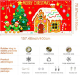 IVN Merry Christmas Garage Door Banner 13x6ft Gingerbread House Christmas Tree Candy Decoration Outdoor Winter Photo Prop for Holiday Yard Garage Door Scene