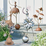 Colorfast Rugged Garden Metal Ballet Dancing Girl Sculpture Ballerina Statue Decorative Ballet Dancer Art Figurine for Yard Lawn