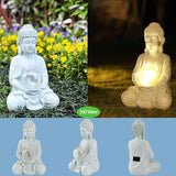 Buddha Garden Statue with Solar Light, Solar Meditating Garden Buddha with Cracked Glass Ball Sculpture-Indoor/Outdoor Decor for Balcony,Patio,Porch Yard Art Ornament,Gift