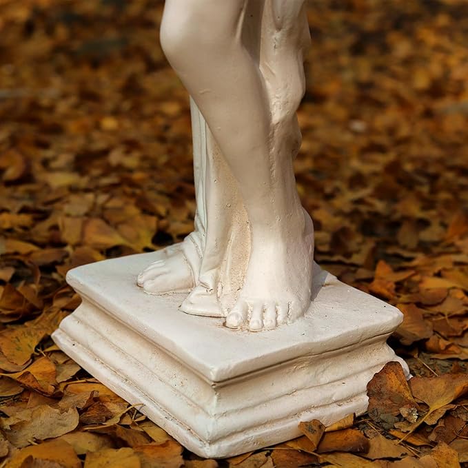 GENUINQ Outdoor Garden Statue Nymph Sculpture Goddess of Greek Mythology Roman Style Outdoor Patio Yard Lawn Porch Decor 32 Inch Ivory