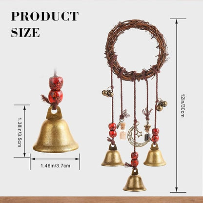 Witch Bells for Door Knob for Protection Hanging Bell Wind Chimes Handmade Decorative Bell for Boho Home Room Witchy Decor （Retro one）