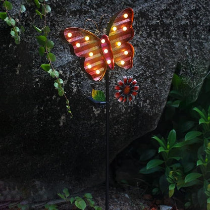 Solar Garden Stake Lights, , Waterproof Outdoor Butterfly Lights Gifts for Women Mum and Metal Bird Decorative LED Lanterns for Yard, Patio (Butterfly)