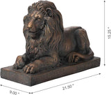 Glitzhome GH20388 Guardian Lion Garden Statue Outdoor Sculpture Decorative, Bronze, 21.75" L x 15.25" H