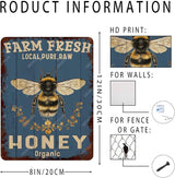 snowsun Metal Signs Farm Fresh Local Pure Raw Honey Funny Tin Sign Vintage Aluminum Sign Wall Decor for Living Room Bedroom Garden Yard Bar Cafe 8×12 Inches