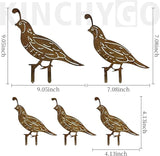 5 Pack Rusty Quail Family Decorative Garden Stakes Metal Birds Statues for Yard Decor Lawn Ornaments