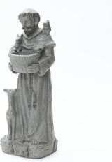 LuxenHome Outdoor St. Francis Statues, 27.6" Saint Francis of Assisi MgO Garden Statue with Animal & Birdbath Bowl, Religious Statues for Patio Yard Home Decor, Outdoor Garden Sculptures