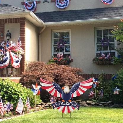 hogardeck 4th of July Decorations Outdoor, 28" Large Bald Eagle Patriotic Decorative Garden Stakes for Fourth of July Decorations, Memorial Day Metal American Eagle for Outside Yard Porch Lawn Decor