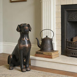 Cynkeyee Outdoor Garden Dog Statue - 16 Inch Resin Sitting Labrador Sculpture, Decorative Figurine for Patio, Lawn, Yard, Porch (Black)