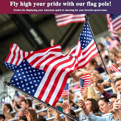 PHITRIC Flag Pole for Kit, Tangle Free Spinning Stainless Steel Rustproof Flagpole for 3x5 Sports Fan Outdoor Flags for Outside House (Black, 6FT, without Bracket)