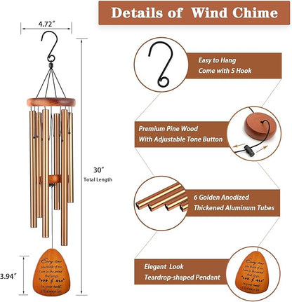Soopau Memorial Gifts, Sympathy Wind Chimes Memorial Wind Chimes for Loss of Loved One Prime, Sympathy Gift, Bereavement/Remembrance Gifts in Memory of Loved One Mother Father, 30" Wooden