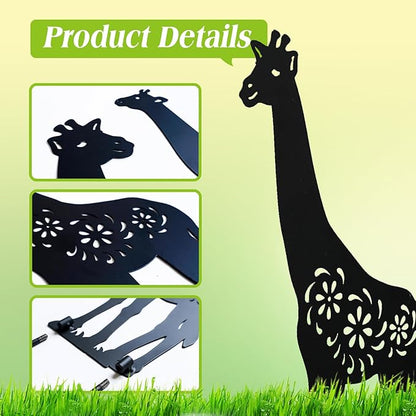 EZTZEN Giraffe Metal Garden Stakes Decorative,Giraffe Gifts for Women/Men/Giraffe Lovers Gifts,Black Giraffe Silhouette Statues Garden Decor for Outside,Outdoor Decor,Yard Art,Patio,Lawn Ornaments