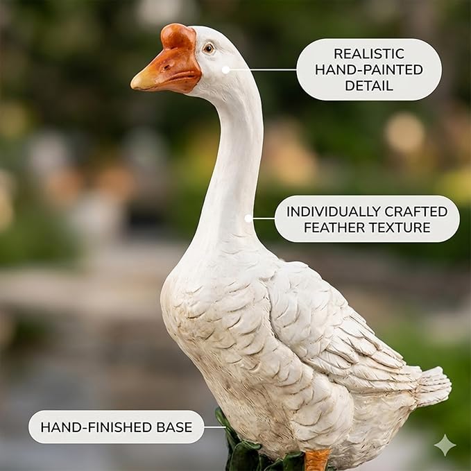 Porch Goose Statue Outdoor Decor for Garden, 20.67" Fairy Yard Figurines Home Sculptures for Lawn Patio Front Porch Backyard