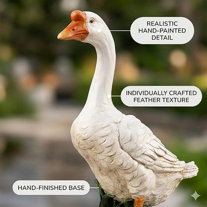 Porch Goose Statue Outdoor Decor for Garden, 20.67" Fairy Yard Figurines Home Sculptures for Lawn Patio Front Porch Backyard